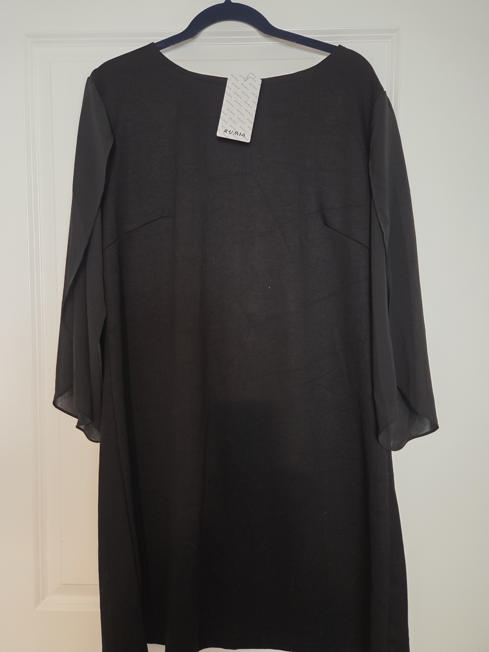 MIA Black Long-Sleeve Chiffon Overlay Shift Dress